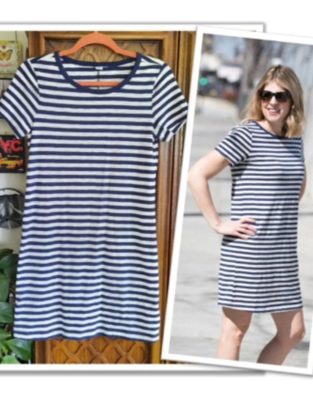 OLD NAVY Casual Striped T-Shirt Tunic Dress - Navy/ White, Size S